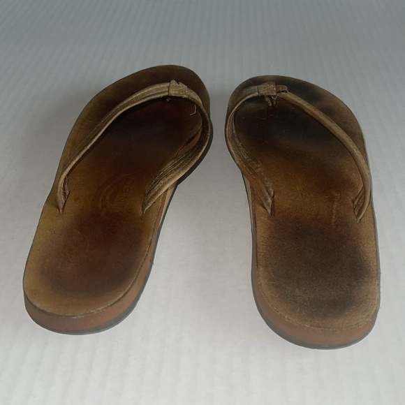 Rainbow Narrow Strap Leather Flip Flop Sandals - Picture 6 of 10